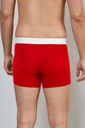 Big Men's Bamboo Colour Waistband Trunk in Red