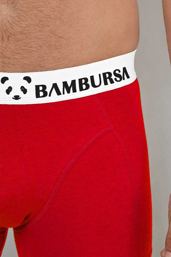 Big Men's Bamboo Colour Waistband Trunk in Red