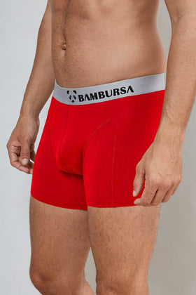 Men's Bamboo Colour Waistband Trunk in Red